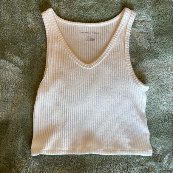 American Eagle Outfitters White Ribbed Tank Top - Picture 1 of 4